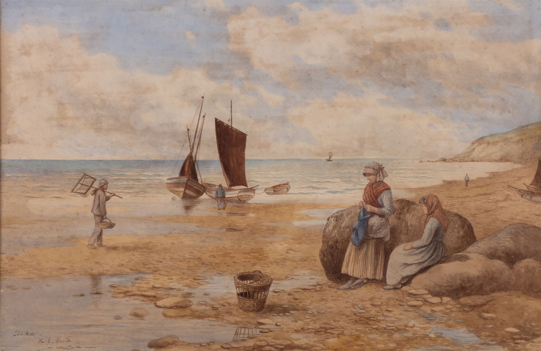Kate Ernestine Booth (British 1868-1916): 'Ebb Tide', watercolour signed and titled 33cm x 50cm 
