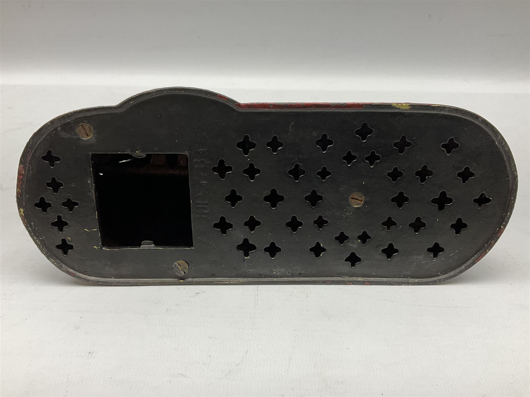 Late 19th century cast-iron mechanical money bank 'Lion and Two Monkeys' by Kyser & Rex with impressed patent mark for 17th July 1883 H25cm L23.5cm