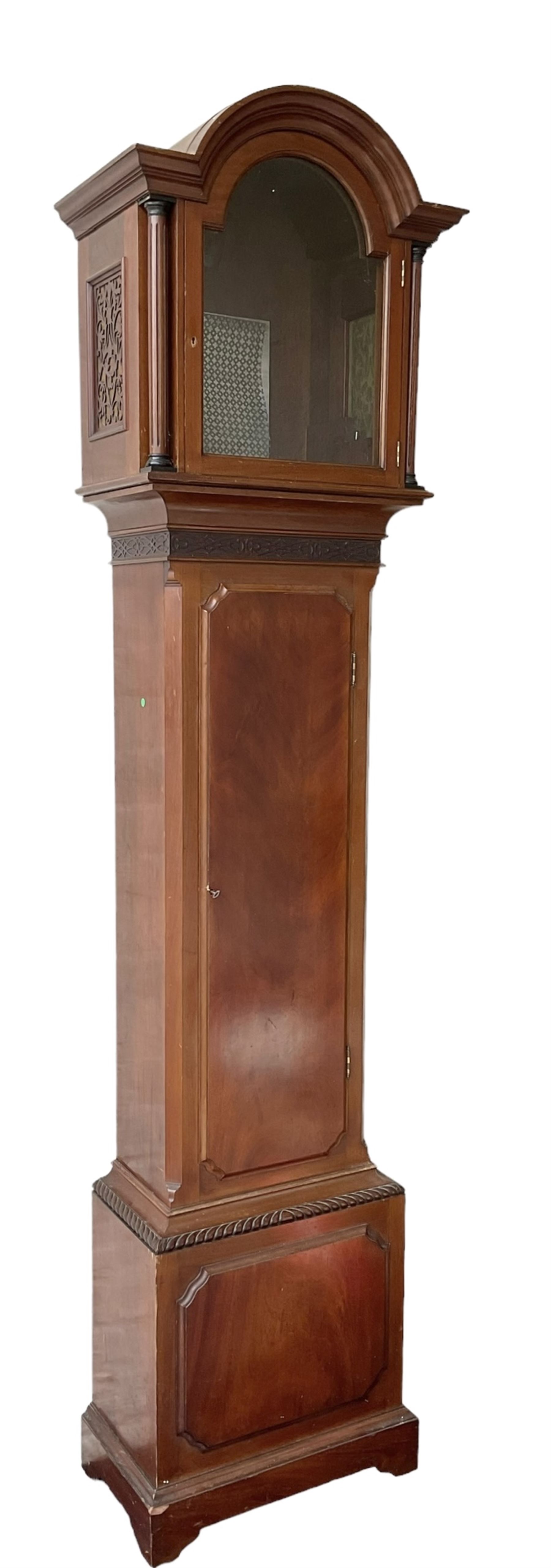 Empty 20th century Mahogany Longcase - designed in an 18th century London style, with a break-arch hood and 12