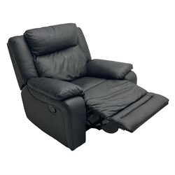 Manual reclining armchair upholstered in black