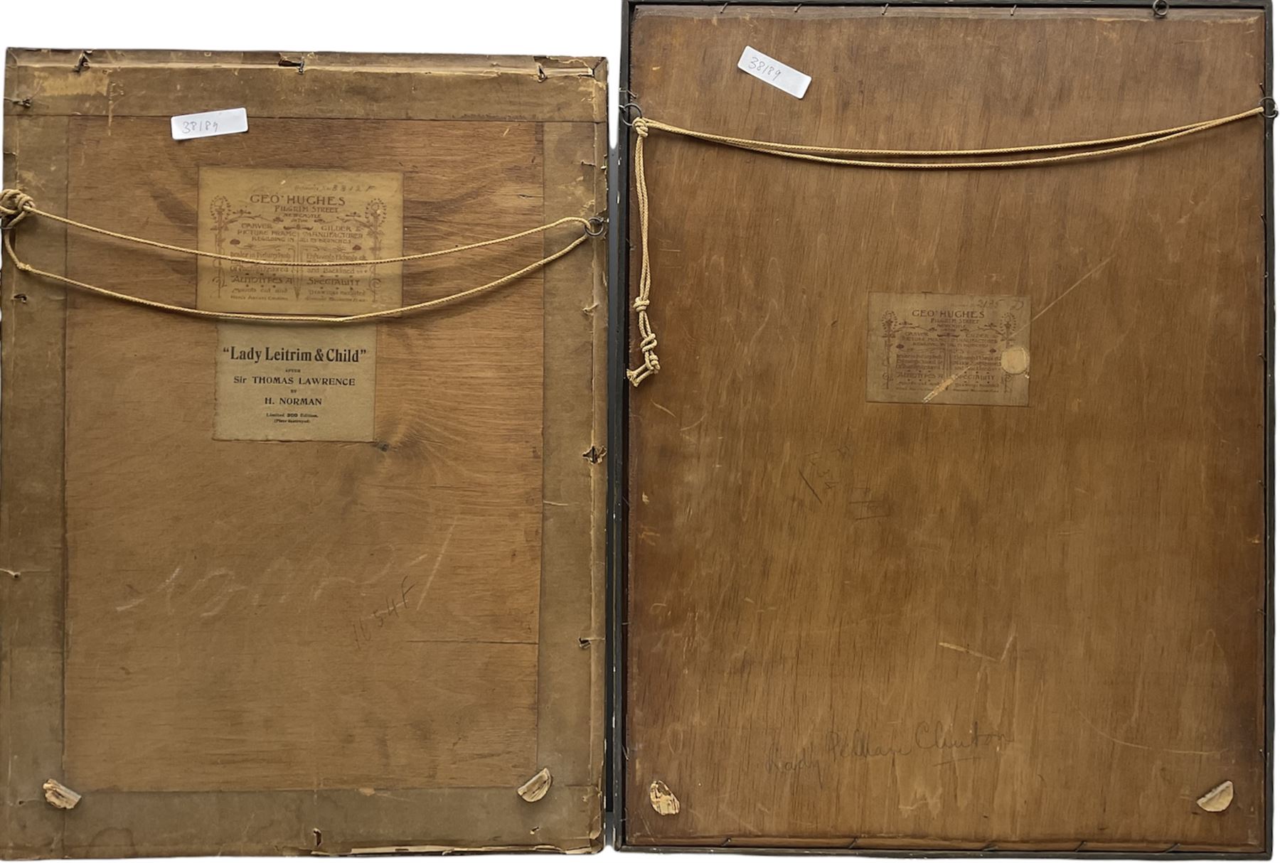 Norman Hirst (British 1862-1956) after Sir Thomas Lawrence R.A. (British 1769-1830): 'Lady Leitrim and Child', coloured mezzotint signed in pencil by the engraver together with Richard Smythe (British 1863-1934) after Sir Joshua Reynolds PRA (British 1723-1792): 'Lady Catherine Pelham Clinton', coloured mezzotint signed in pencil by the engraver each 40cm x 29cm (2)