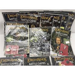 DeAgostini Lord of the Rings Battle Games in Middle-Earth magazines, issues 1 - 28 (lacking no.2), with models, all but one unopened, unbuilt and unpainted (27)