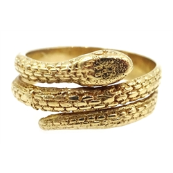  9ct gold snake ring, hallmarked  