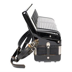Hohner Bariton 371 basso piano accordion, with 37 keys, in black gloss finish, with carry stap and hard case