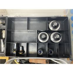 Large collection of microscope lenses, for various microscopes 