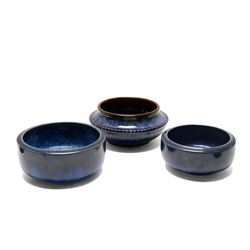 Denby Danesby ware in Electric Blue, including cylindrical vase of tapering form, Chevin jug, pair of graduating bowls etc 