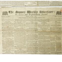 Collection of 18th and 19th century newspapers including Kentish Gazette 1773, five copies of The London Chronicle 1758-1762, Morning Chronicle 1779 and various others and a copy of American Rail-Road Journal 1832 (21)