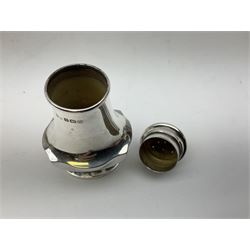 1930's silver pepper, hallmarked Birmingham 1933, H10cm, approximate weight 43 grams