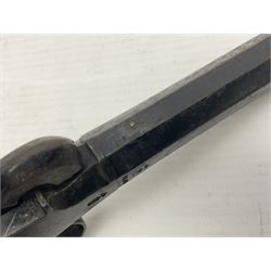 Percussion pocket pistol, 9cm octagonal barrel with German proof marks, figured walnut stock 21cm overall