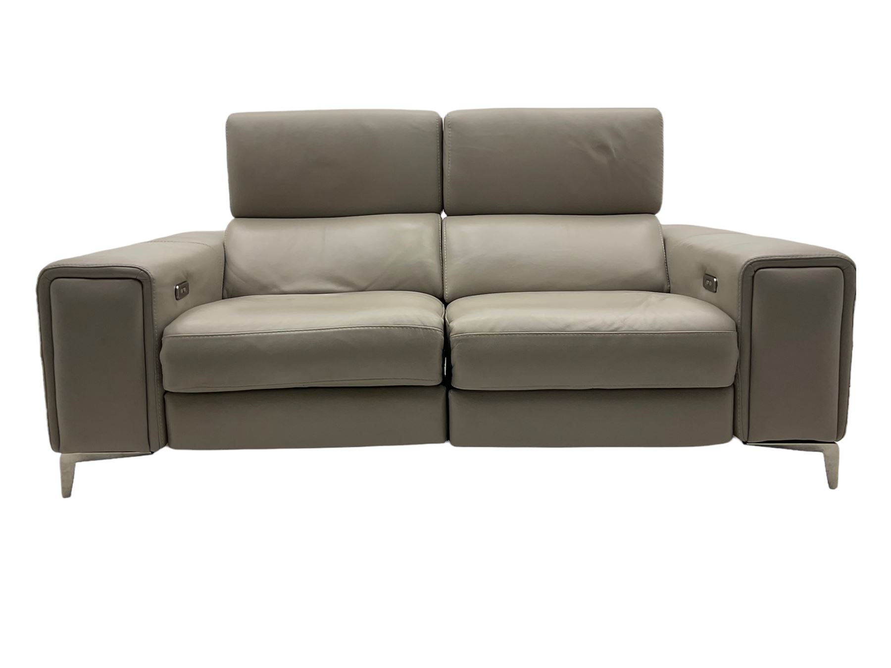 Franco Ferri Italia Carter power reclining two seat sofa, upholstered in Tosca grey leather