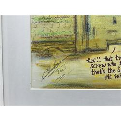 Charles Bronson (Charles Arthur Salvador) (British 1952-): 'A Bronson Tribute to The Kray Twins with Respect', mixed media signed titled and dated 2003, 29cm x 41cm