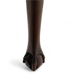 Late 19th-century mahogany bowfront sideboard, fitted with a central frieze drawer above a reeded apron drawer flanked by two deep cupboards, raised on cabriole legs with ball and claw feet