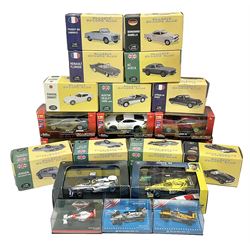 Various makers - twenty-two die-cast models by MicroChamps, Atlas, Hot Wheels, Welly etc including cars and racing cars; all boxed (22)