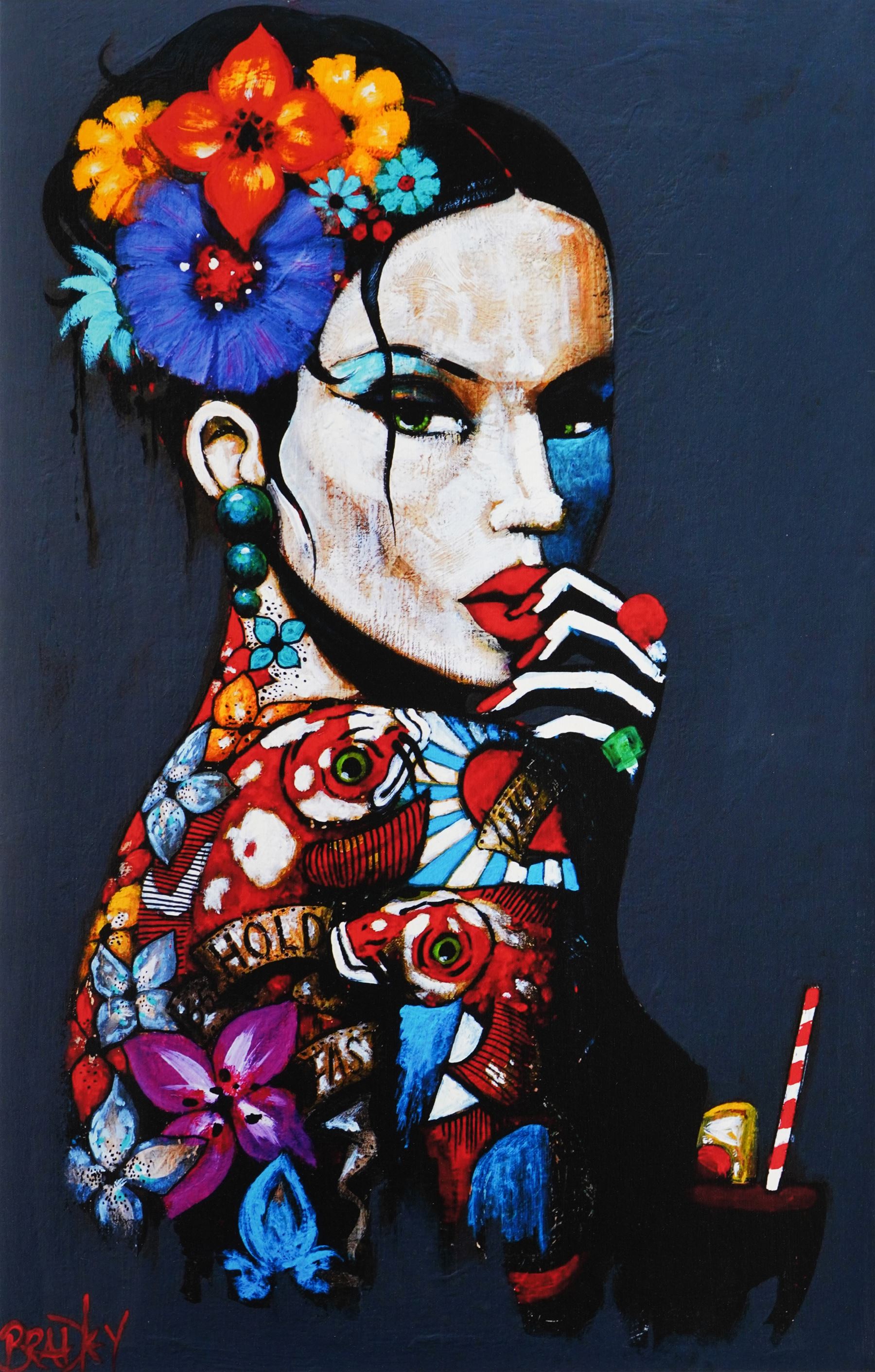 Terry Bradley (Irish 1965-): 'Cocktail Hour', limited edition colour giclee on canvas signed and numbered 141/250 in pencil verso, together with certificate of authenticity 90cm x 58cm