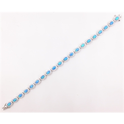  Opal cluster silver link dress bracelet stamped 925  