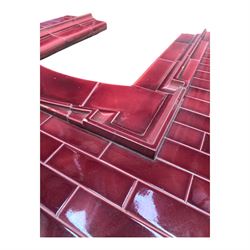 Twentieth century red glazed tile fireplace insert
