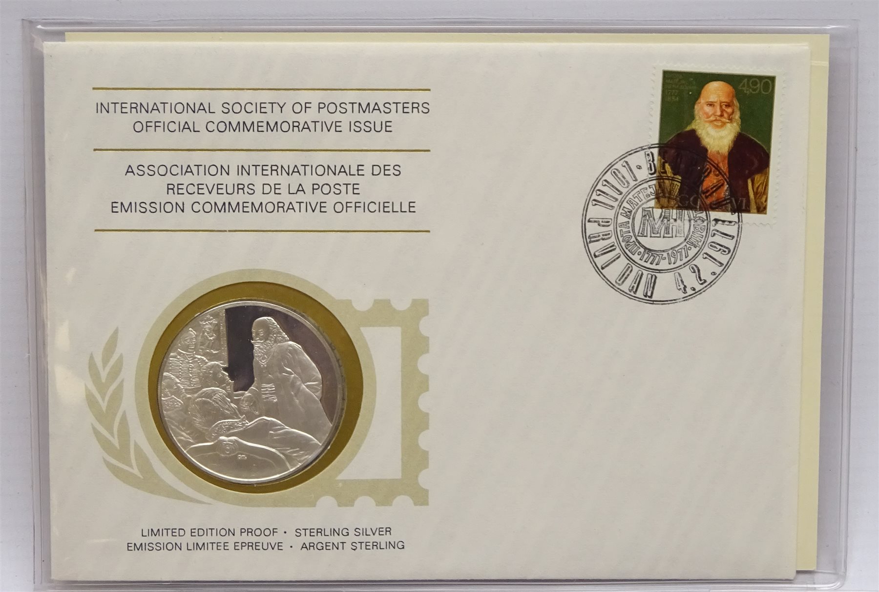 Twenty-eight sterling silver proof medallic first day covers, 'In Commemoration of the 400th Anniversary of the Birth of Peter Paul Rubens', each medallion, minted by the Franklin Mint, is housed within an 'International Society of Postmasters Official Commemorative Issue' cover, with accompanying certificate (28)

[image code: 7mc]