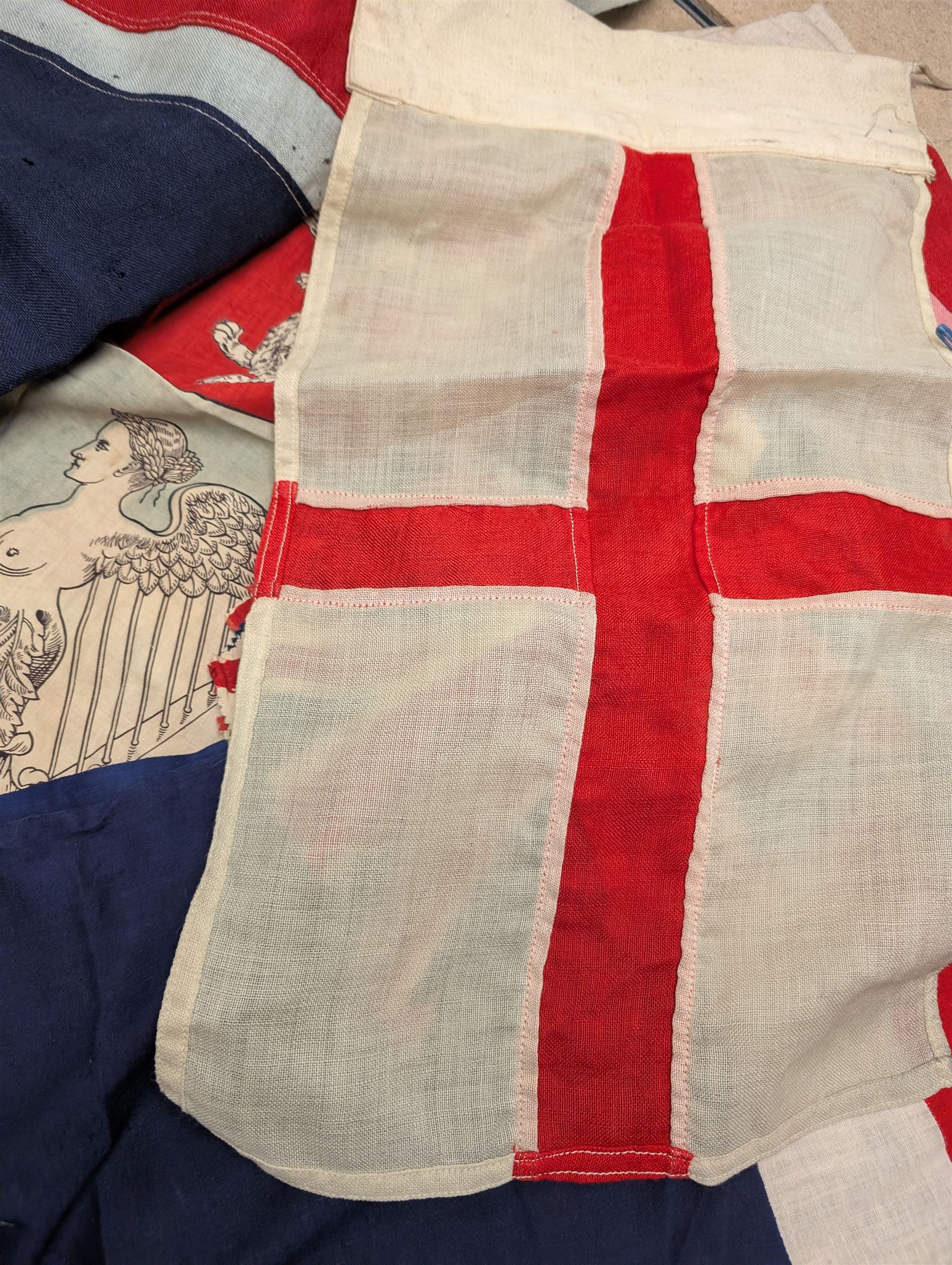 Collection of early/mid 20th century Union Jack flags, banners and penants