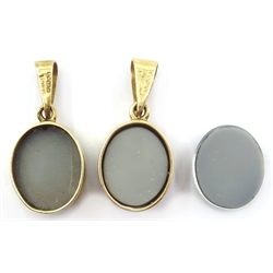 Two 9ct gold opal pendants hallmarked and an unmounted opal