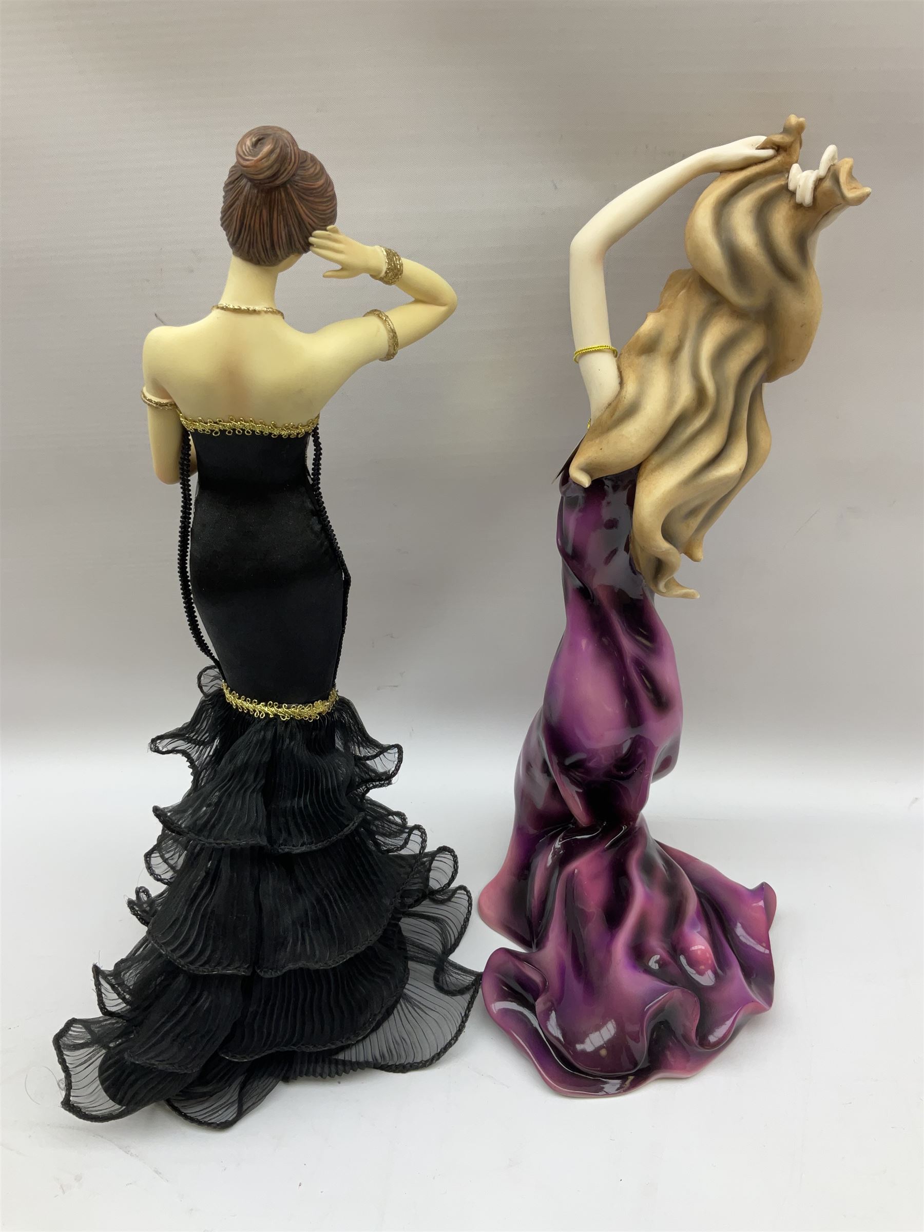 Three Legend Products plaster head wall plaques, comprising The Tinker, Jock and The Bosun, together with two The Leonardo Collection figures Sophistication and Desire, tallest H35cm, Quantity of animal figures and figure groups, to include ceramic and composite examples of dolphins, birds, Shire horses etc, in two boxes