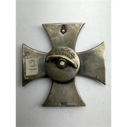 WWI Iron Cross 1st Class 1914, with back bearing maker's mark for Paul Meybauer and 