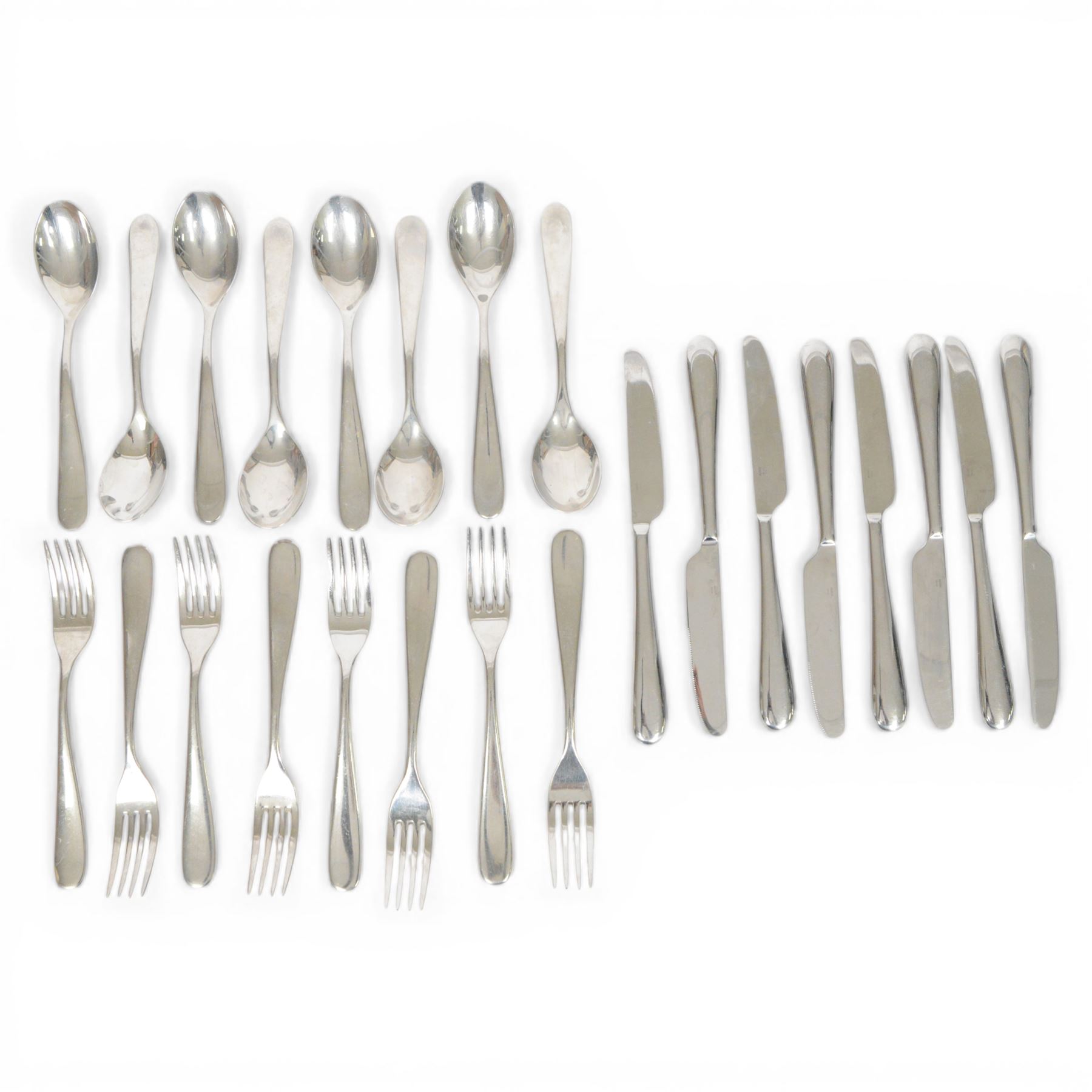Alessi Nuovo Milano cutlery eight setting, designed by Ettore Sottsass