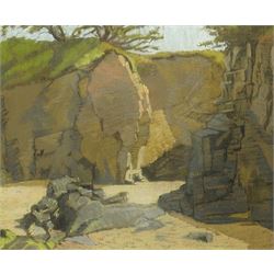 Attrib. William Henry Innes (British 1905-1983): Cliff Face, pastel unsigned, attributed o...