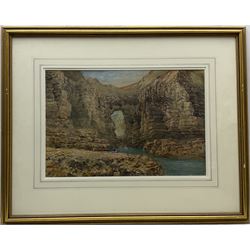 William Henry Stopford (Irish 1842-1890): 'Natural Arch between the Cliffs at Flamborough Head' with Children Fishing, watercolour signed, titled verso 33cm x 49cm