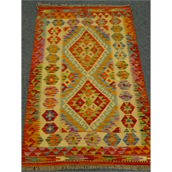  Choli Kelim vegetable dye wool rug, two medallions, repeating border, 133cm x 85cm  
