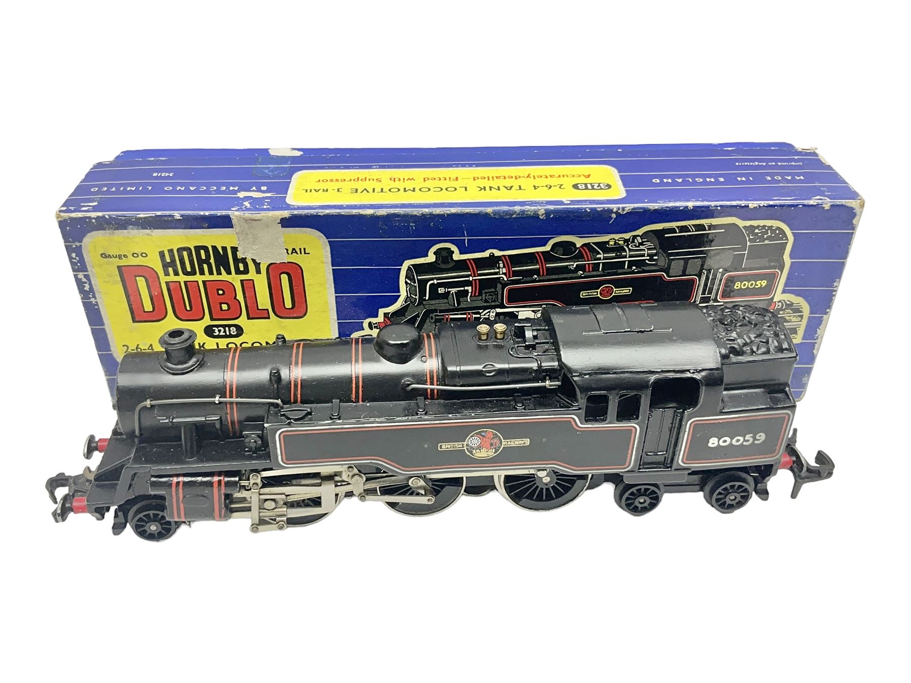 Hornby Dublo - 3-rail Class 4MT Standard tank 2-6-4 locomotive No.80059 in lined BR black; in original box