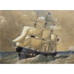 English School (19th century): 32-gun Frigate - Ship's Portrait, watercolour unsigned 29cm x 40cm