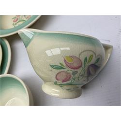 Susie Cooper Dresden Sprays pattern breakfast set, including coffee pot, sugar bowl, milk jug, egg cup, teacup trio and bowl, together with a Susie Cooper Wild Rose pattern coffee service for six