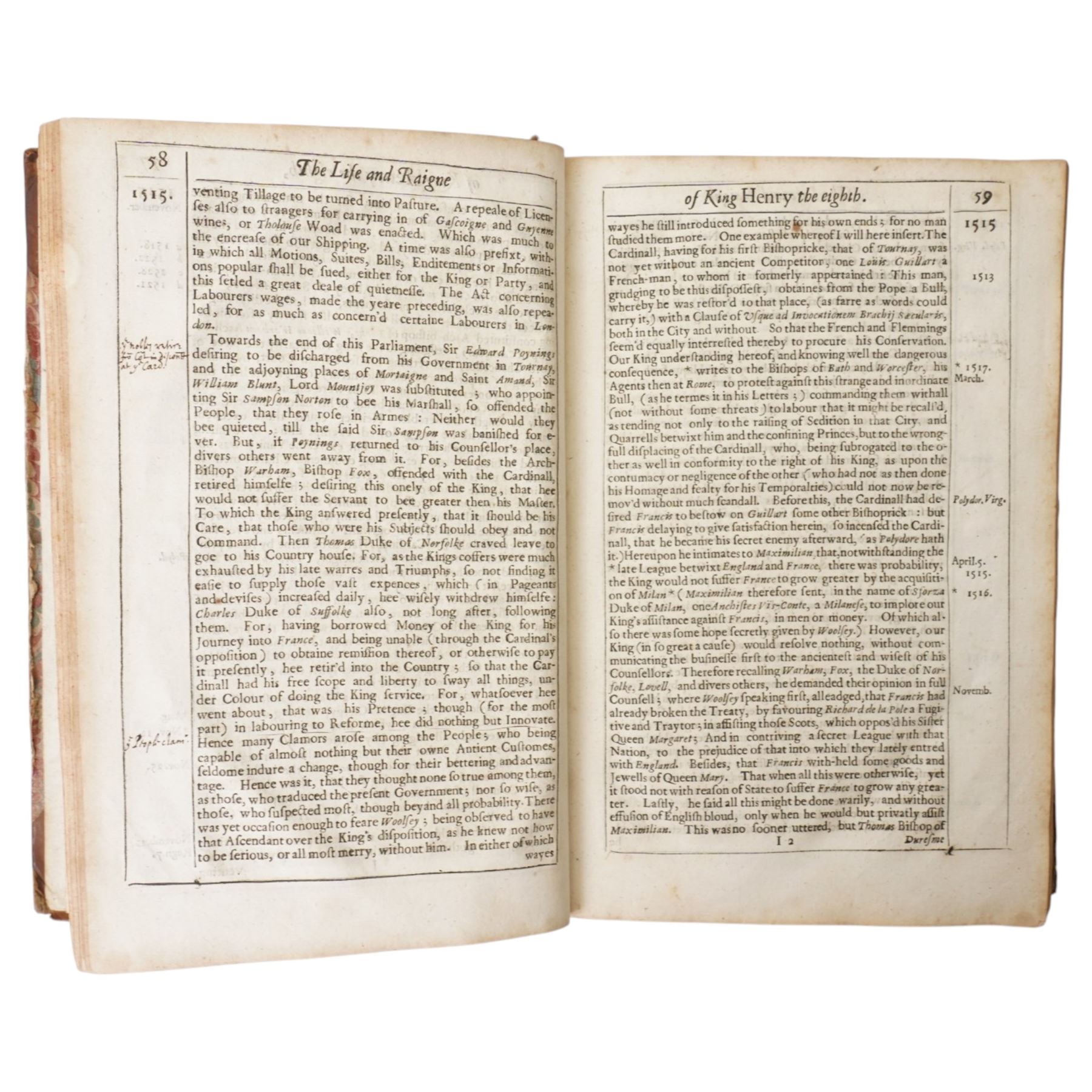 Herbert of Cherbury (Edward, Lord). 'The Life and Raigne of King Henry the Eighth', London: printed by E. G. for Thomas Whitaker, 1649 with engraved portrait frontispiece, title page in red and black, bookplate of The Honble George Hamilton, half calf and marbled boards