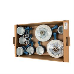 Susie Cooper Glen Mist tea set, together with a Langley part dinner service, including covered dishes, serving platter, etc