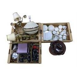 Lamps, teawares, picquot ware teapot, flatware etc, in three boxes