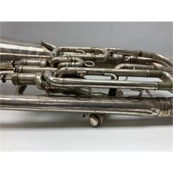 Boosey & Co Class A silver plated four-valve euphonium, serial no.117918 L62cm; in carrying case
