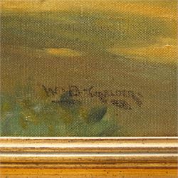William Bagnall Gelder (British 1869-1929): Country Lane with Houses, oil on canvas signed 29cm x 39cm; English School (Early 20th century): Ploughing the Field, oil on panel unsigned 25cm x 36cm (2)
