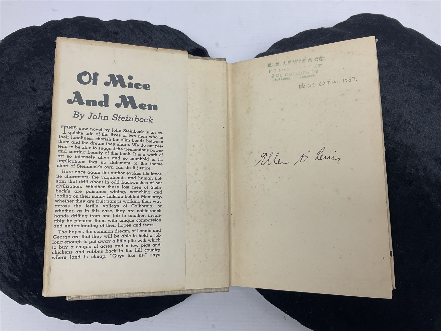 John Steinbeck; Of Mice and Men, first edition, second printing, New York: Covici Friede, 1937, 2nd printing with 'loosely' to page 9 and The Moon is Down, fist edition, Windmill Press, Surrey 1942