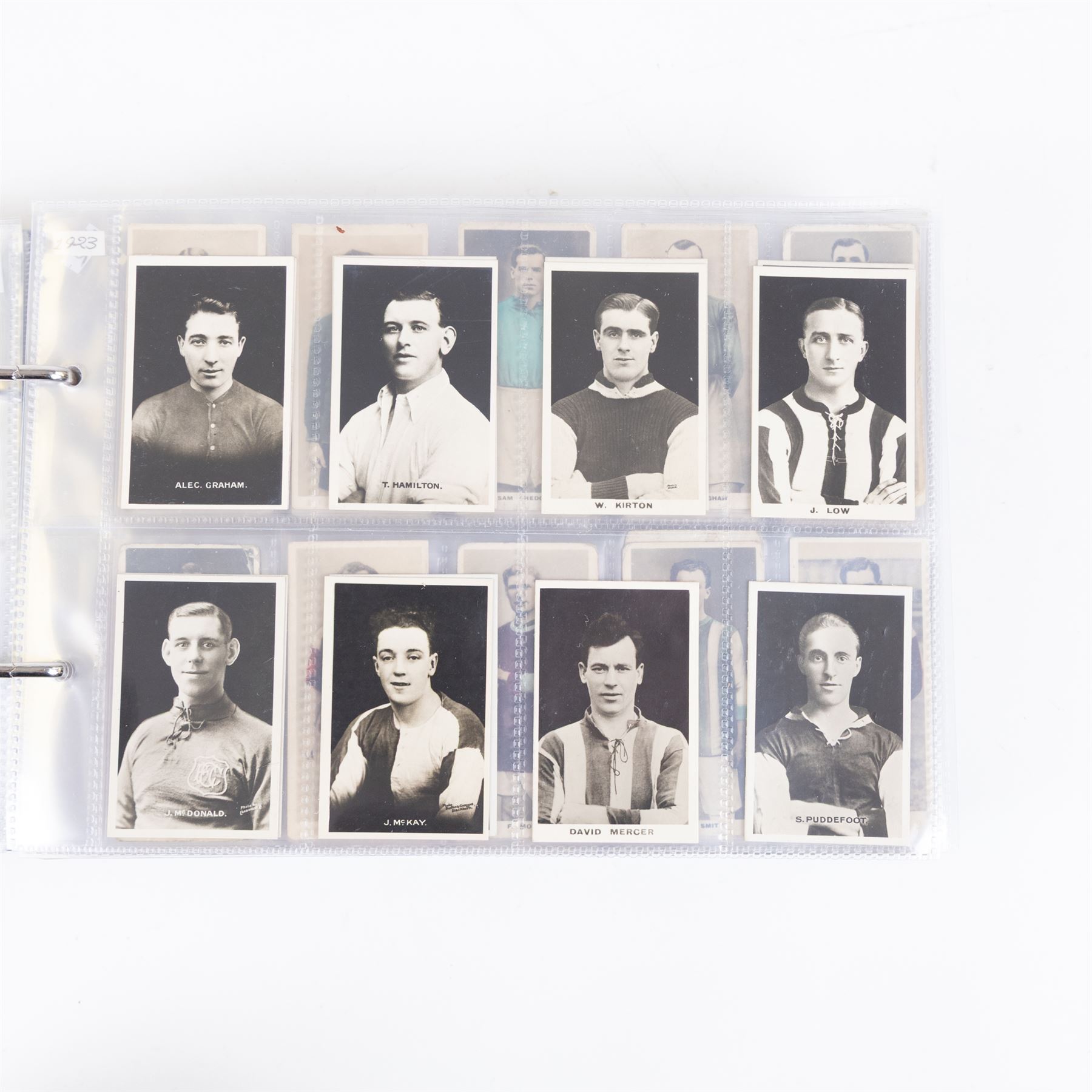 Collection of Edwardian and later Football related trading and cigarette cards, including forty-nine of fifty 1906 Ogden's Football Club Colours, 1922 PALS Footall series, ninety of one hundred 1925 Gallaher Famous Footballers, complete set of forty-four 1926 Ogden's Captains of Association Football Clubs and Colours, complete set of fifty 1927 Players Football Caricatures by MAC,  complete set of fifty 1927 Players Football Caricatures by RIP,  complete set of fifty 1930 Players Association Cup Winners, complete set of 50 1933 Ogdens AFC Nicknames etc, housed in brown cigarette card album