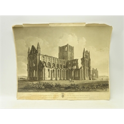  'Whitby Abbey in Yorkshire' dedicated to Mrs Cholmley of Whitby and Howsham..Drawn & Etched by John Buckler, Engraved by R. Reeve, pub March 1812, 47cm x 60cm. Provenance: Property of a Private Whitby Collector.   