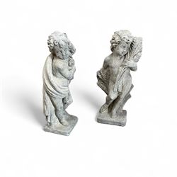 Set of cast stone Cherub Seasons