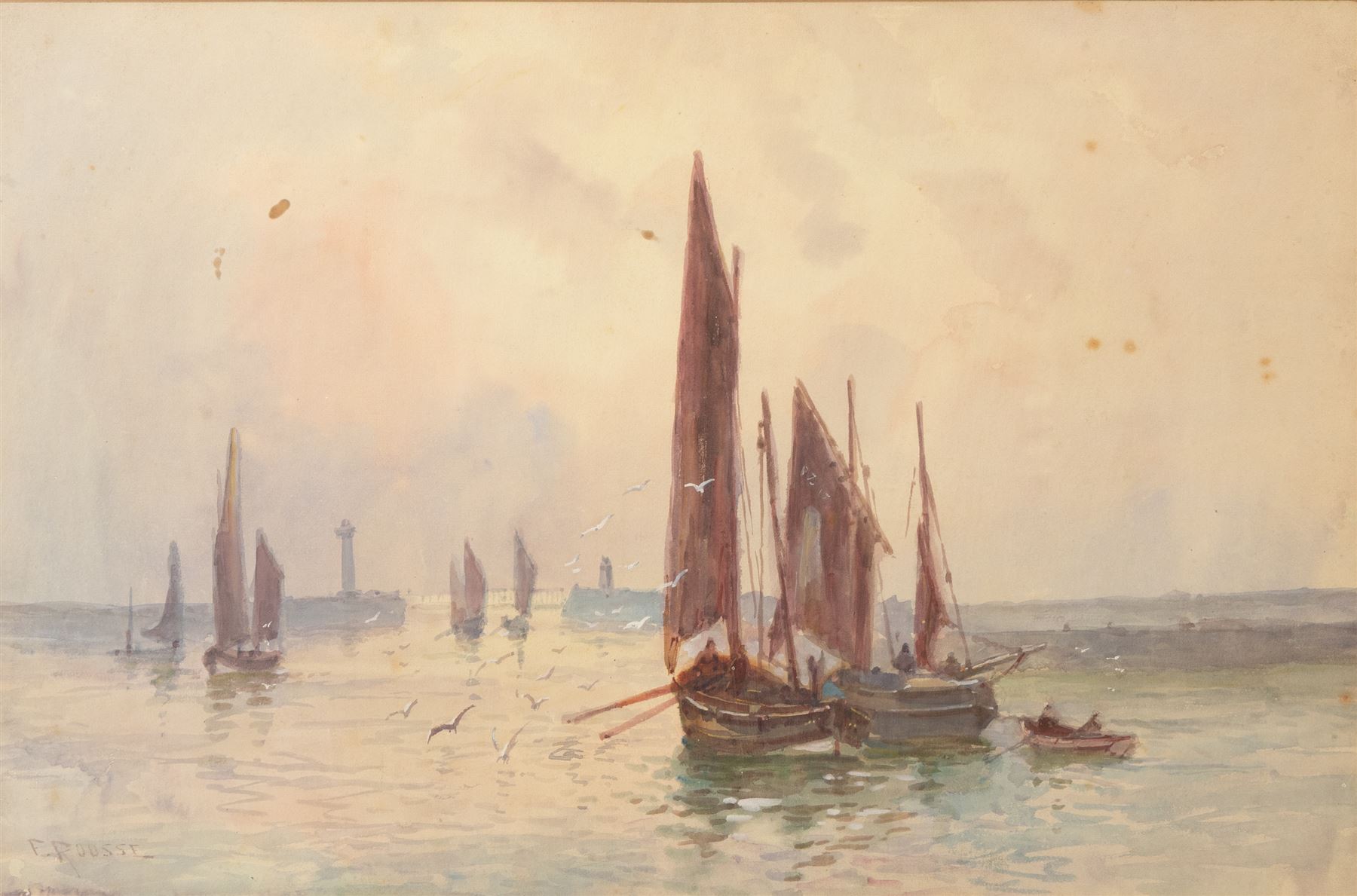 Frank Rousse (British fl.1897-1917): Whitby Outer Harbour, pair watercolours signed 36cm x 54cm (2)