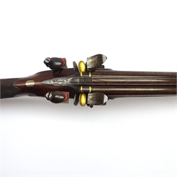 20-bore  double barrel flintlock sporting gun by Rolfe of Birmingham, fine 31