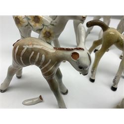 Basil Matthews figures, comprising horses, deer and fawns, all with painted mark beneath, largest H14cm