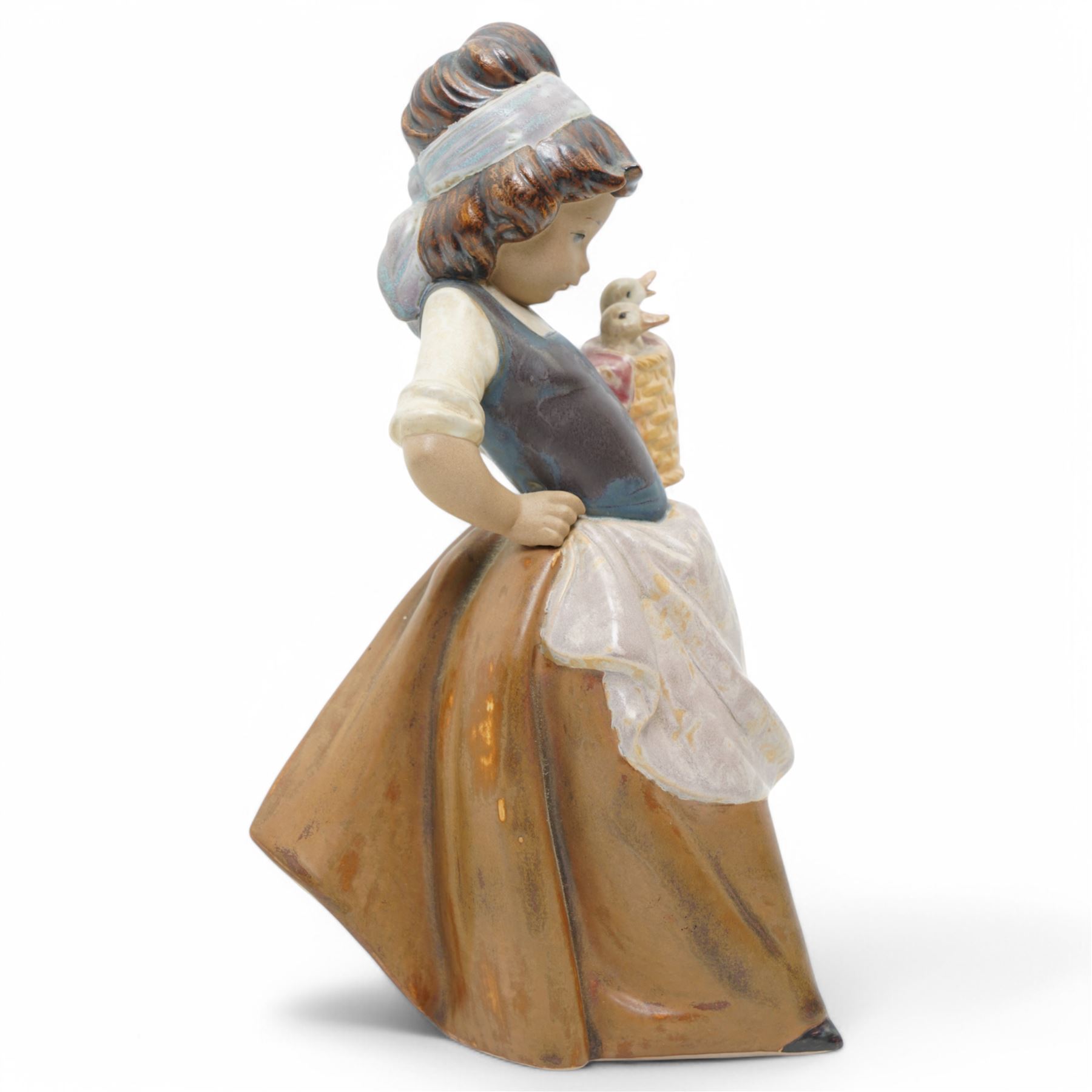 Two Lladro Gres figures, comprising Girl with Two Pails and Girl with Ducks, largest H25cm 