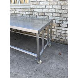 Large stainless steel preparation table trolley, with tray rack - THIS LOT IS TO BE COLLECTED BY APPOINTMENT FROM DUGGLEBY STORAGE, GREAT HILL, EASTFIELD, SCARBOROUGH, YO11 3TX