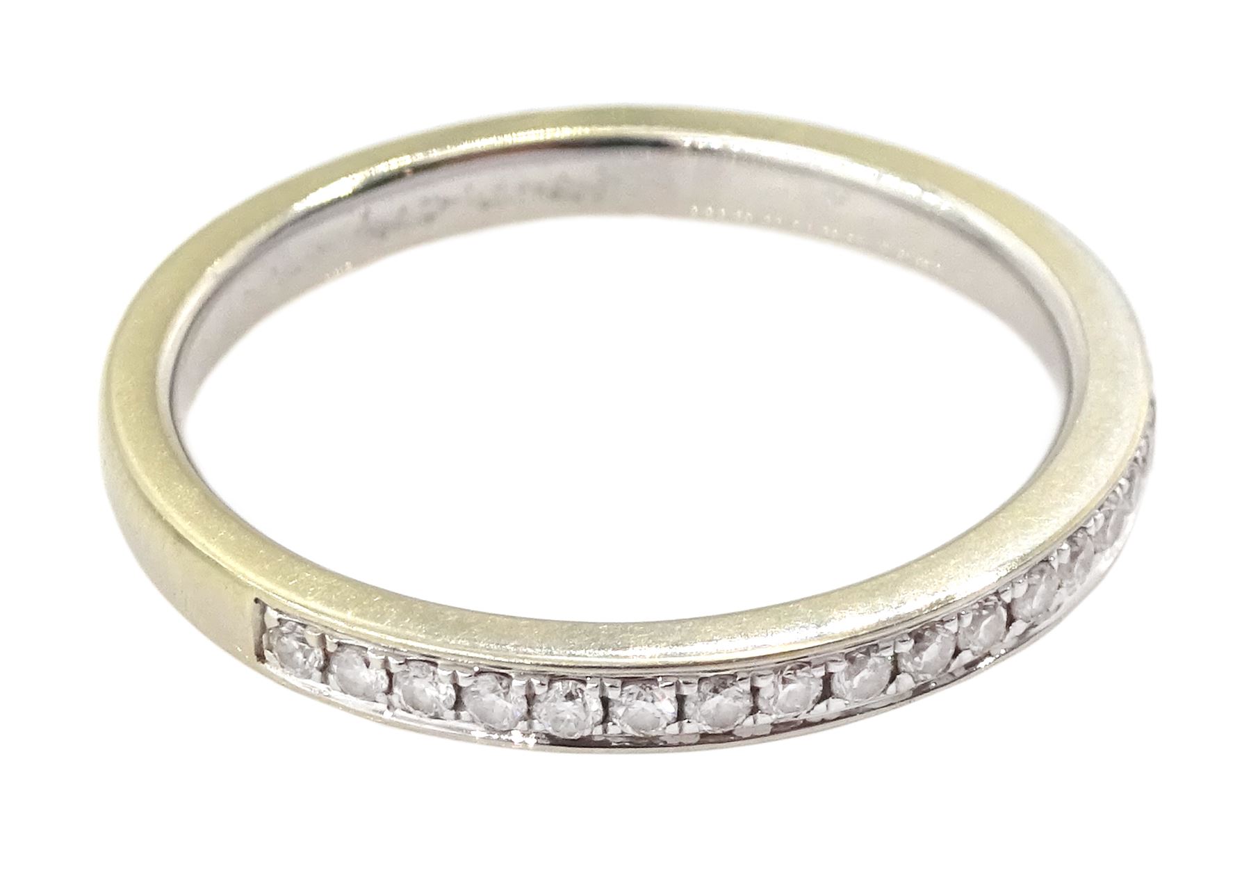 18ct white gold channel set diamond half eternity ring, London 2014