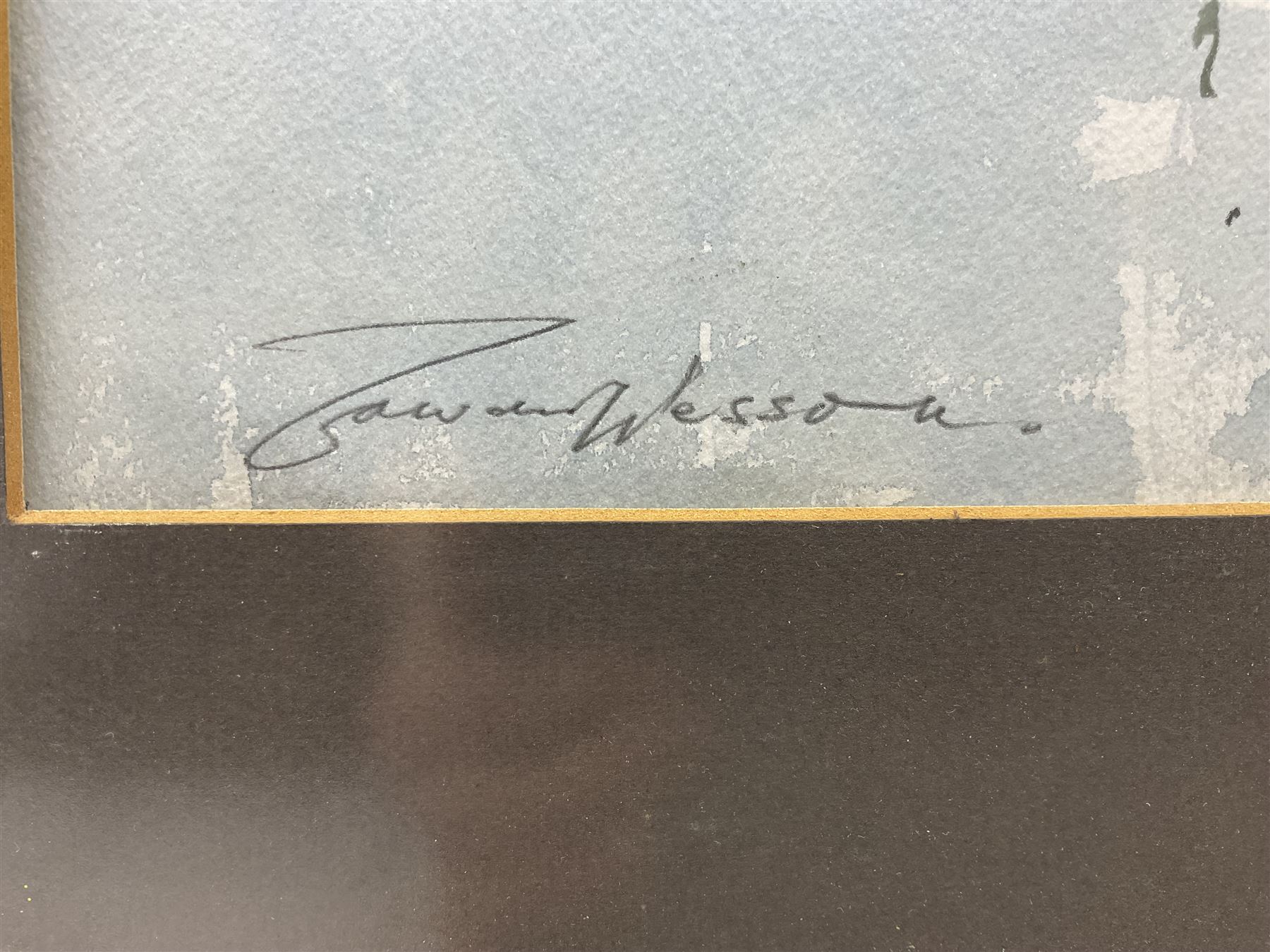 Edward Wesson (British 1910-1983): Moored Barges, watercolour signed 30cm x 50cm