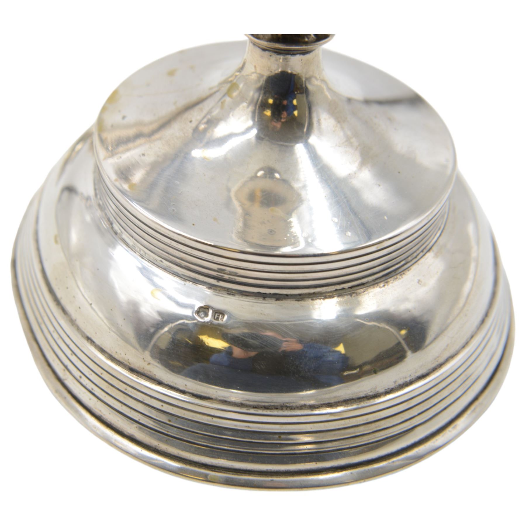 Pair of late 19th/early 20th century Austro-Hungarian 800 standard silver candlesticks, with tapering stems upon a domed base, stamped with Diana head with number 3 to the left, H33cm