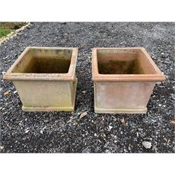 Pair terracotta square planters, 50cm, 50cm, H43cm